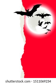Halloween background with flying bats. Vector illustration