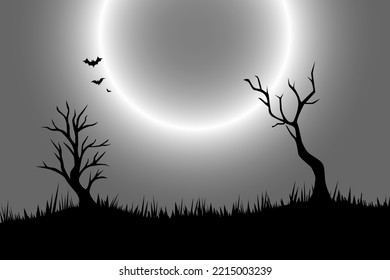 Halloween background with full moon light. Scary background.