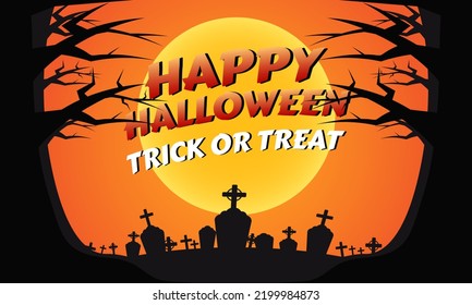 Halloween background with full moon night concept.