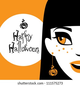 Halloween background with funny girl