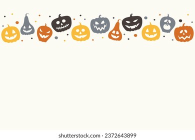Halloween background with funny pumpkin lanterns. Vector