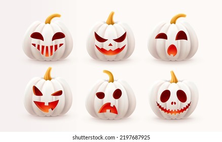 Halloween background, funny pumpkins. Greeting card for party and sale. Autumn holidays. Vector illustration EPS10.