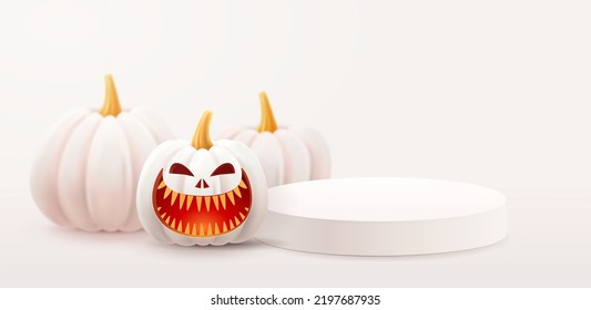 Halloween background, funny pumpkins. Greeting card for party and sale. Autumn holidays. Vector illustration EPS10.