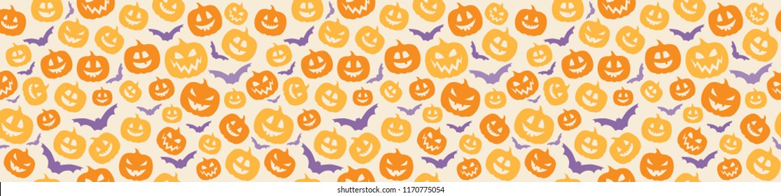 Halloween background with funny pumpkins. Vector.