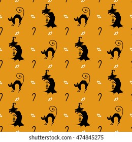 Halloween background. Funny silhouettes for packaging