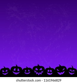 Halloween background with funny silhouettes of pumpkins. Vector.