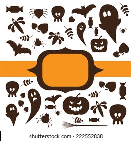 Halloween background with funny symbols