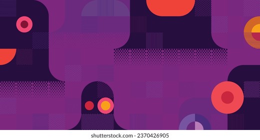 Halloween background with geometric ghost in mosaic punchy style vector illustration. Happy Halloween invitation card have blank space template.