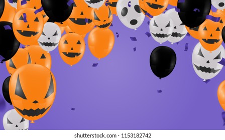 Halloween Background with Halloween Ghost Balloons.Scary air balloons.Website spooky,Background . Vector illustration