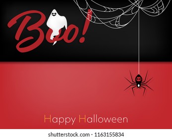 Halloween background with halloween ghost and Boo! text.