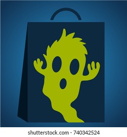 Halloween background with ghost and monster design vector illustration.