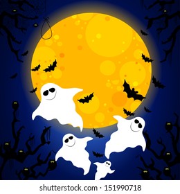 Halloween background with ghosts