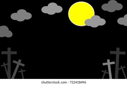 Halloween background with graves and space for text. Vector illustration.