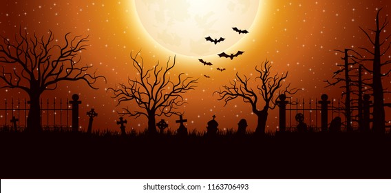 Halloween Background With Graveyard