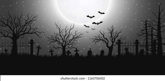 Halloween background with graveyard