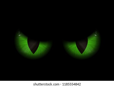 Halloween background with green evil eyes