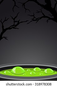 Halloween background with green potion and place for text