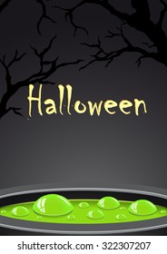 Halloween background with green potion and place for text