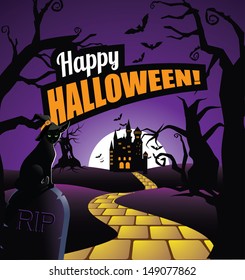 Halloween background greeting card design. Easy to remove message and replace with your own. EPS 10 vector, grouped for easy editing. No open shapes or paths.