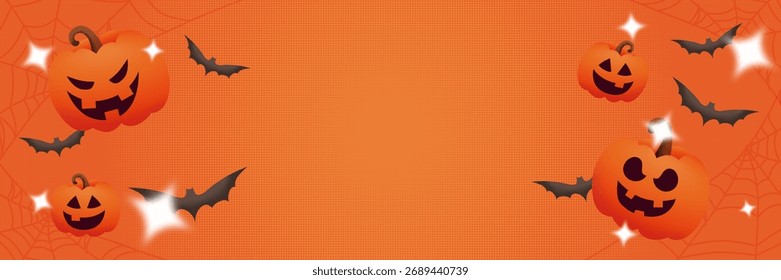 halloween background halftone texture with copy space banner.