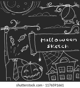 halloween background hand drawn