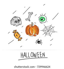 Halloween  background with hand drawn style vector illustration.