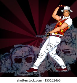 Halloween background, a handsome man In the dance