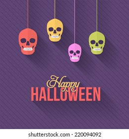 Halloween Background, Hanging Flat Skull Greeting Card
