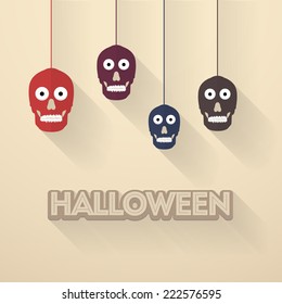 Halloween Background, Hanging Flat Skull Greeting Card 