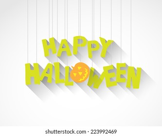 halloween background with hanging letters and shadow effect, flat design