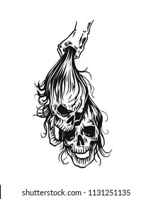Halloween Background - Hanging skulls for t shirt design vector illustration.