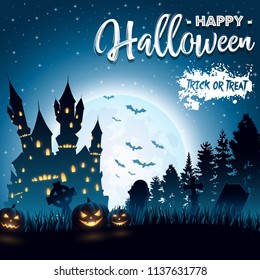 Halloween background with haunted castle