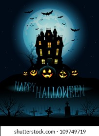 Halloween Background with haunted house