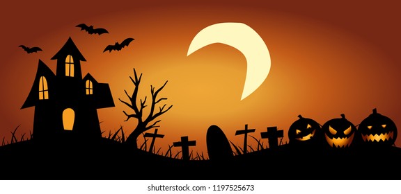 Halloween Background with haunted house 