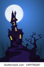 Halloween Background with haunted house