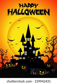 Halloween Background with haunted house 