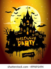 Halloween background with haunted house 