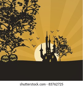 Halloween background with haunted house