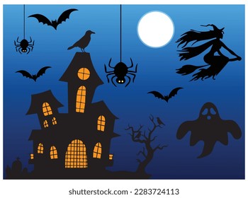 halloween background with haunted house. halloween background vector design and illustration. halloween background vector art, icons, and vector images.