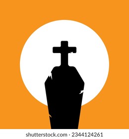 Halloween background with headstone.Vector illustration.