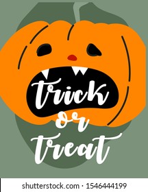 Halloween background. Helloween greeting card or poster, party sign. Concept illustration with Sign and symbol. Flat design cartoon. Traditional design