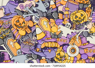 Halloween background. Holiday design elements. Template for flyer brochure banner advertisement. Vector illustration. 