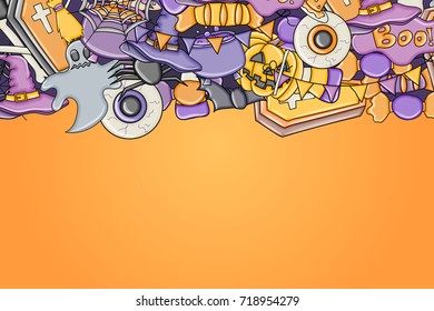 Halloween background. Holiday design elements. Template for flyer brochure banner advertisement. Vector illustration. 