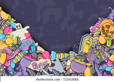 Halloween background. Holiday design elements. Template for flyer brochure banner advertisement. Vector illustration.