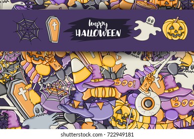 Halloween background. Holiday design elements. Template for flyer brochure banner advertisement. Vector illustration. 