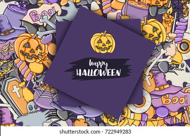 Halloween background. Holiday design elements. Template for flyer brochure banner advertisement. Vector illustration. 