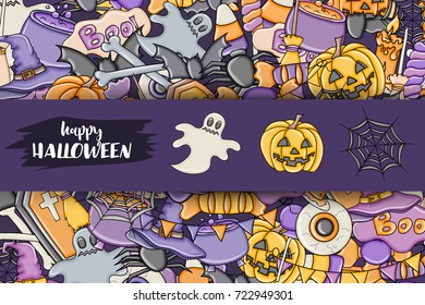 Halloween background. Holiday design elements. Template for flyer brochure banner advertisement. Vector illustration. 