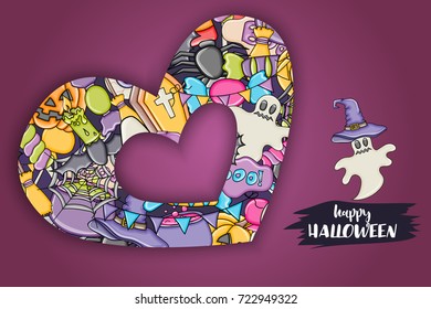 Halloween background. Holiday design elements. Template for flyer brochure banner advertisement. Vector illustration. 