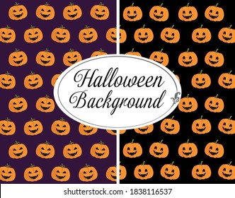 Halloween Background holiday text with funny pumpkin pattern for Banner, postcard, poster, holiday and greeting card concept. Vector illustration Happy Halloween pattern design
