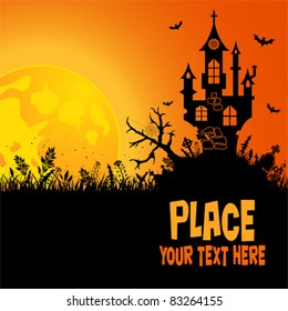 Halloween background with House, element for design, vector illustration